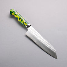  Yoshimi Kato Minamo SG2 Hammered Bunka 170mm Green Yellow Acrylic Handle - Seisuke Knife