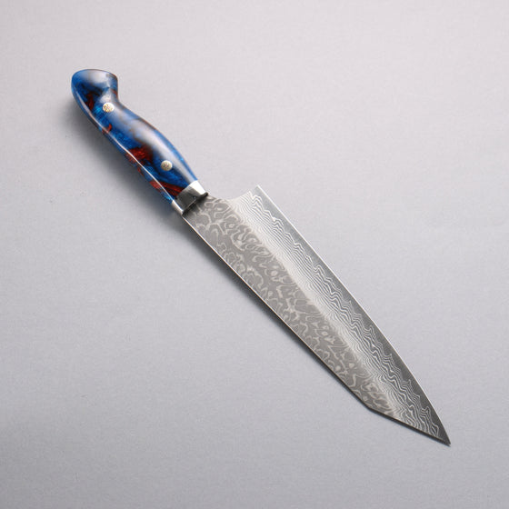 Yoshimi Kato SG2 Black Damascus Kiritsuke Gyuto 210mm Blue and Red Marble Acrylic Handle - Seisuke Knife