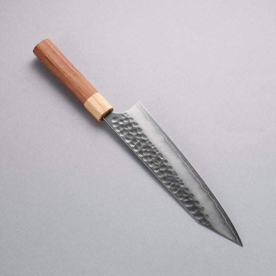 Yoshimi Kato Silver Steel No.3 Hammered(Maru) Migaki Finished Kiritsuke Gyuto 210mm Honduras (ferrule: White Pakka wood) Handle - Seisuke Knife