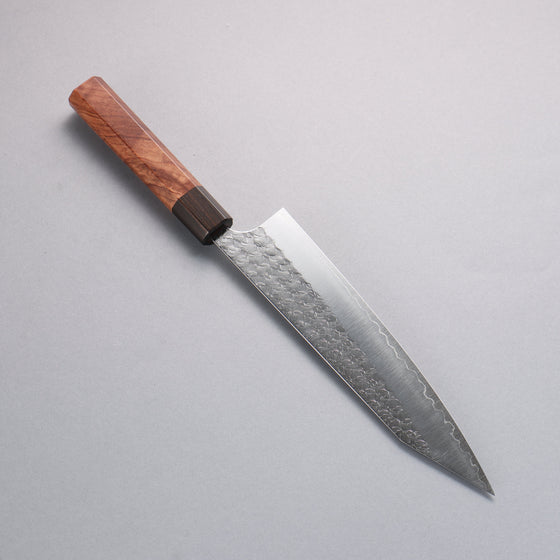 Yoshimi Kato Minamo SG2 Hammered Kiritsuke Gyuto 210mm Rosewood (Ferrule: Ebony) Handle - Seisuke Knife