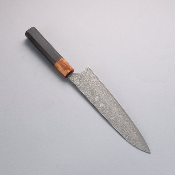 Yoshimi Kato SG2 Black Damascus Gyuto 210mm Ebony (ferrule: Orange Resin) Handle - Seisuke Knife