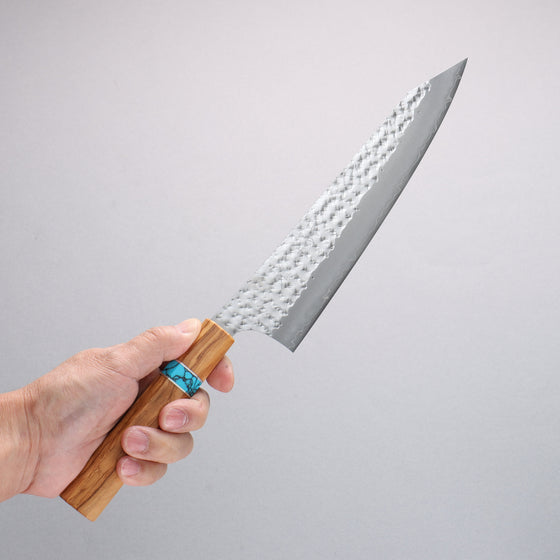 Yu Kurosaki Senko Ei SG2 Hammered Gyuto 210mm Olive Tree(Turquoise Ring) Handle - Seisuke Knife