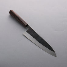  Isamitsu Abe Blue Super Hammered Black Finished Gyuto 210mm Purple Bombay Black Wood (Pentagonal) Handle - Seisuke Knife