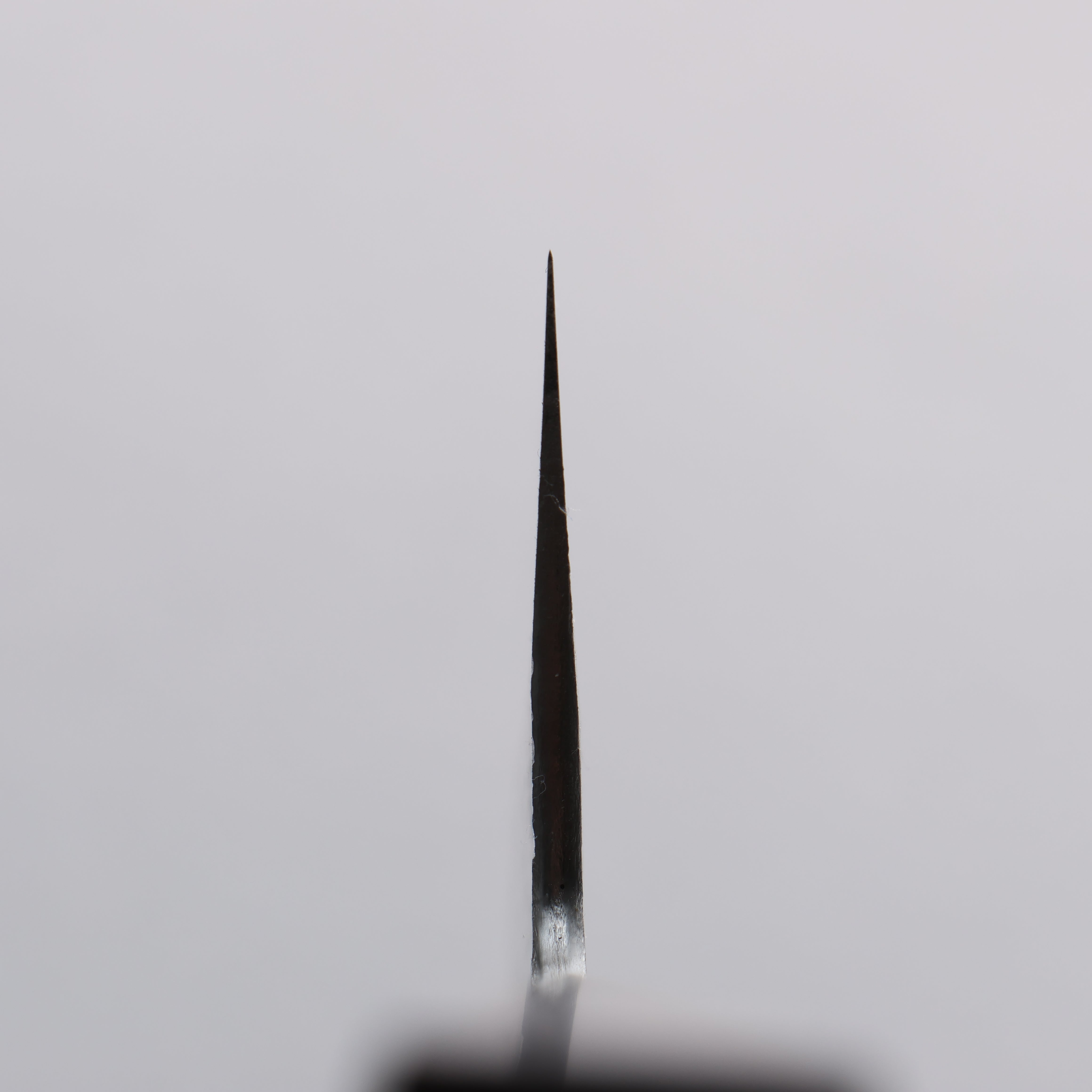 Isamitsu Abe Blue Super Hammered Kurouchi Gyuto 210mm Pentagonal Purple Bombay Black Wood Handle - Seisuke Knife