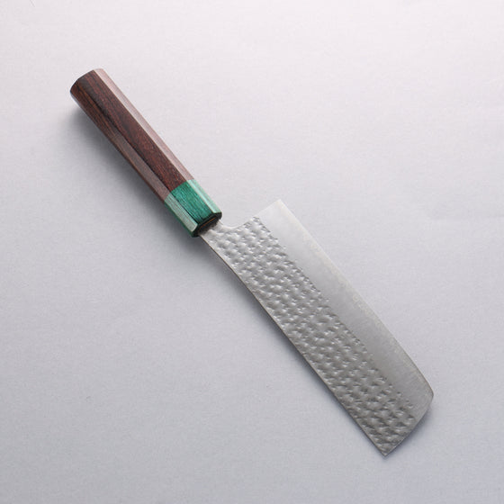 Yu Kurosaki Senko Ei SG2 Hammered Nakiri 165mm Shitan (ferrule: Green Pakka wood) Handle - Seisuke Knife