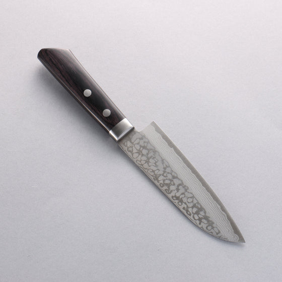 Seisuke VG10 Damascus Small Santoku 135mm Black Pakka wood Handle - Seisuke Knife