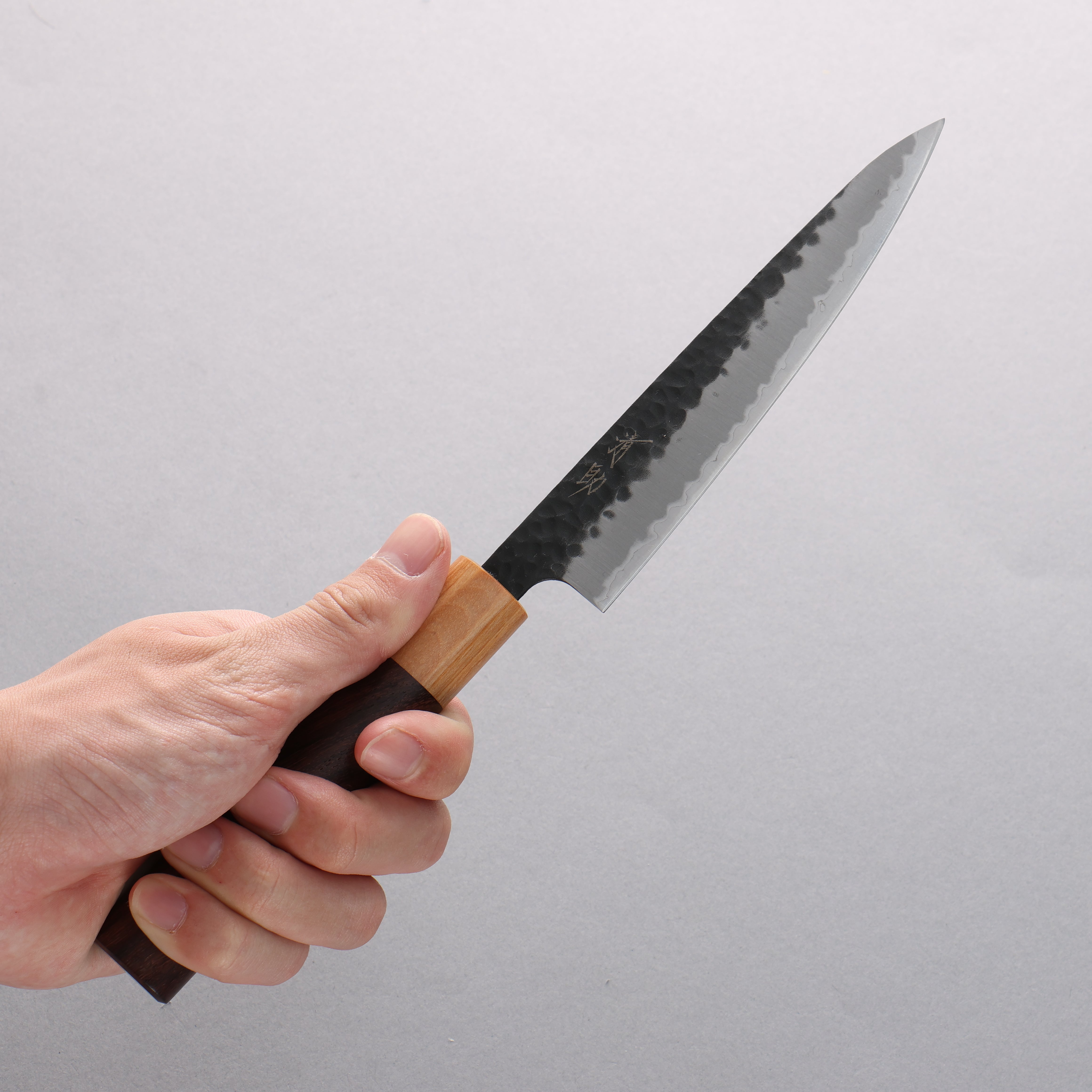 Seisuke Blue Super Hammered Kurouchi Petty-Utility 135mm Shitan Handle - Seisuke Knife