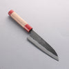 Seisuke Kurumi Blue Steel Kurouchi Santoku 165mm with Walnut and Double Red Pakkawood Ring Handle - Seisuke Knife