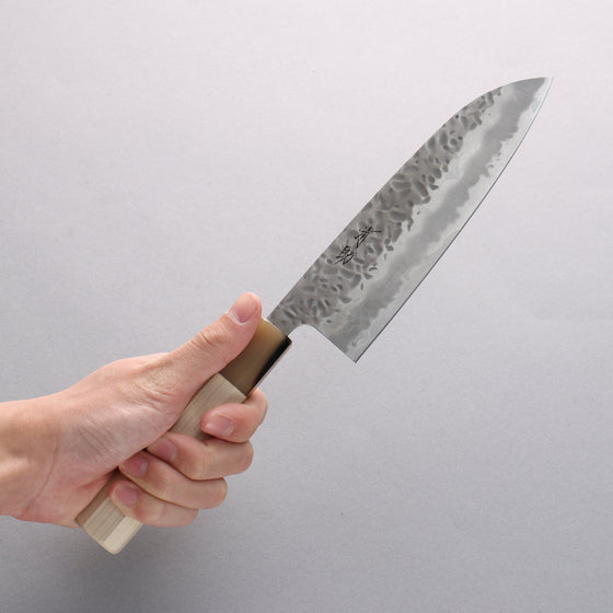 Seisuke Kumo White Steel No.1 Hammered Santoku 165mm Magnolia Handle - Seisuke Knife