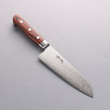  Seisuke Mokusei ZA-18 Mirrored Finish Damascus Santoku 170mm Brown Pakka wood Handle - Seisuke Knife