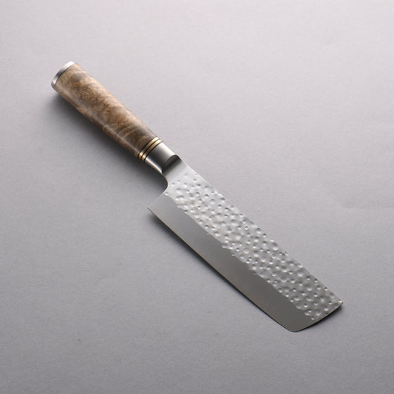 Takeshi Saji SG2 Maru Hammered Nakiri 165mm Chinese Quince Burl Handle - Seisuke Knife