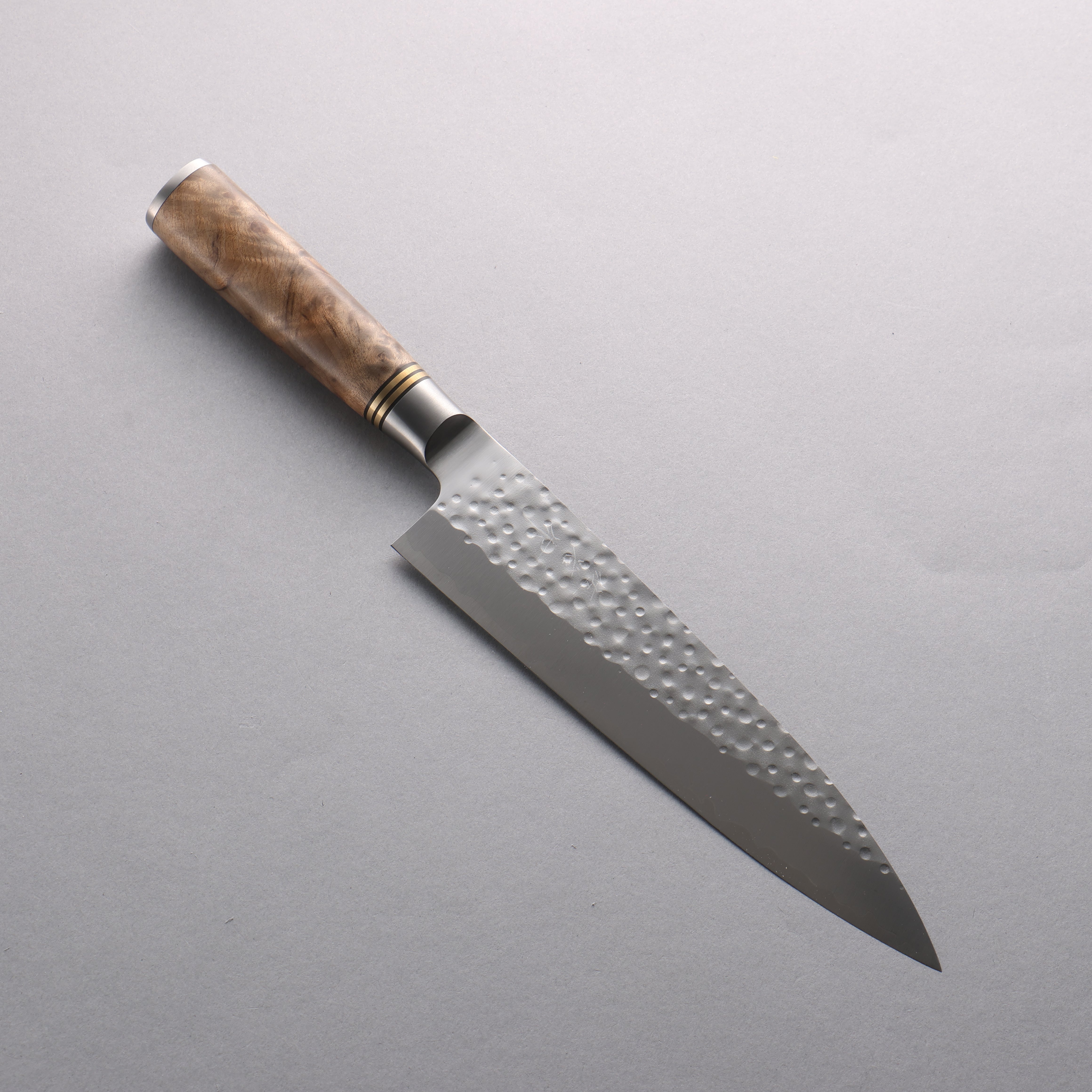 Takeshi Saji SG2 Hammered Maru Gyuto 210mm Chinese Quince Burl Handle - Seisuke Knife