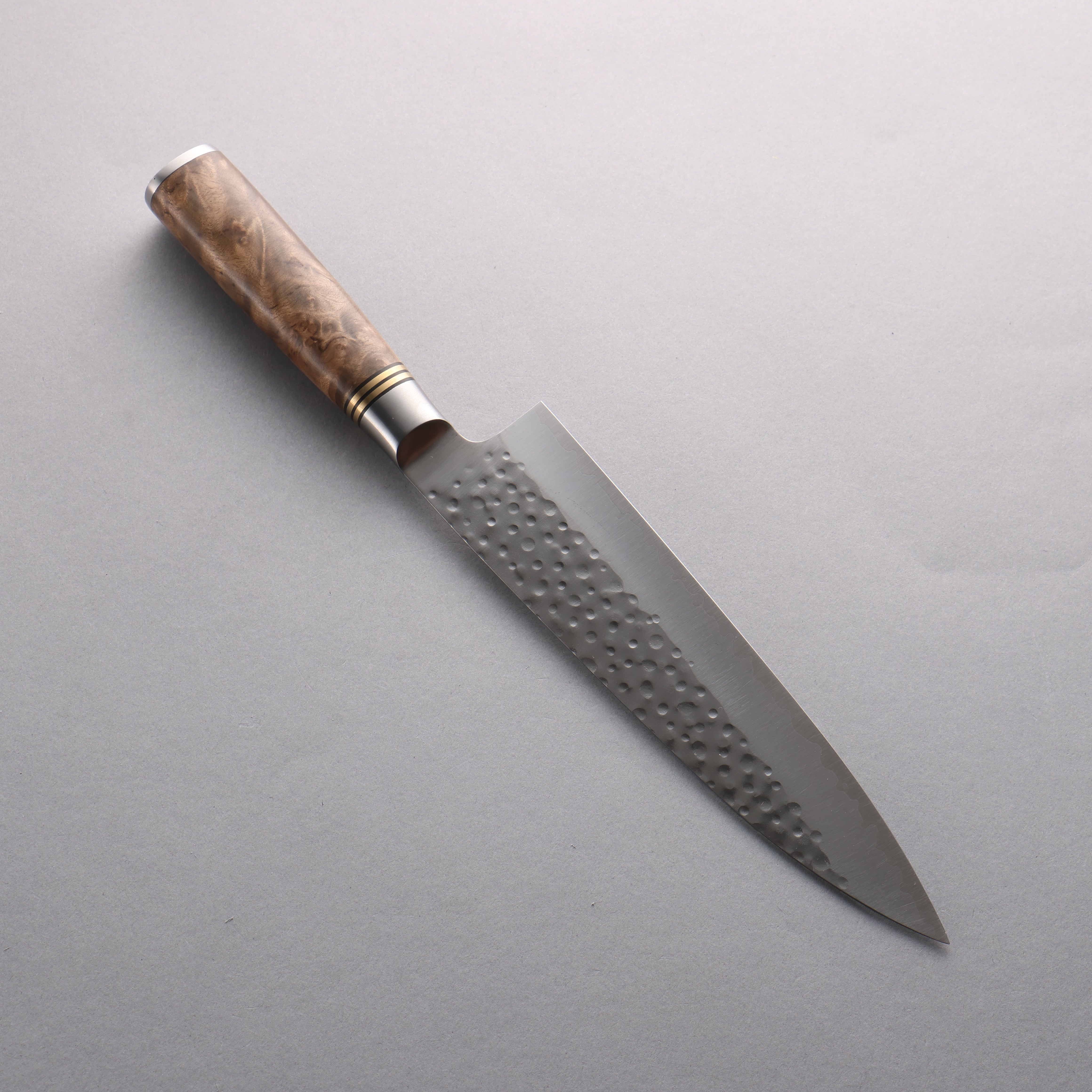 Takeshi Saji SG2 Hammered Maru Gyuto 210mm Chinese Quince Burl Handle - Seisuke Knife