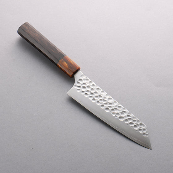 Yoshimi Kato Silver Steel No.3 Hammered(Maru) Bunka 170mm Ebony (ferrule: Orange Resin) Handle - Seisuke Knife