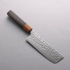 Yoshimi Kato Silver Steel No.3 Hammered(Maru) Nakiri 165mm Ebony (ferrule: Orange Resin) Handle - Seisuke Knife - Slide 1