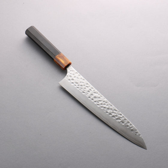 Yoshimi Kato Silver Steel No.3 Hammered(Maru) Gyuto 240mm Ebony (ferrule: Orange Resin) Handle - Seisuke Knife