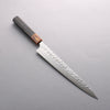 Yoshimi Kato Silver Steel No.3 Hammered(Maru) Sujihiki 270mm Ebony (ferrule: Orange Resin) Handle - Seisuke Knife - Slide 1