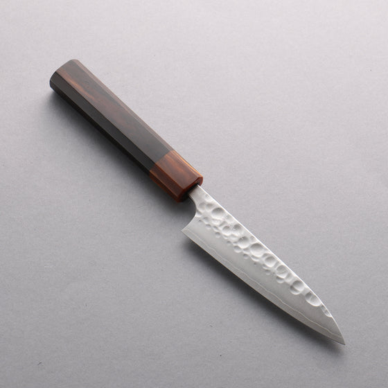 Yoshimi Kato Silver Steel No.3 Hammered(Maru) Petty-Utility 120mm Ebony (ferrule: Orange Resin) Handle - Seisuke Knife