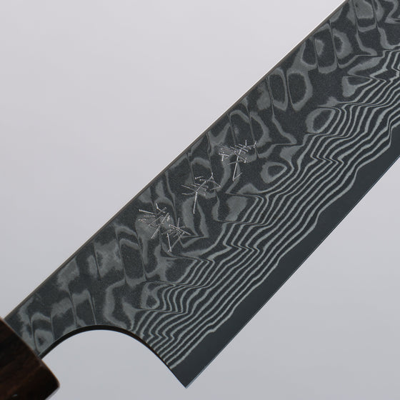 Yoshimi Kato SG2 Black Damascus Kiritsuke Petty-Utility 150mm Sandalwood with White Ring Handle - Seisuke Knife