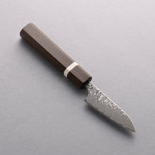  Yoshimi Kato SG2 Black Damascus Paring 75mm Sandalwood with White Ring Handle - Seisuke Knife