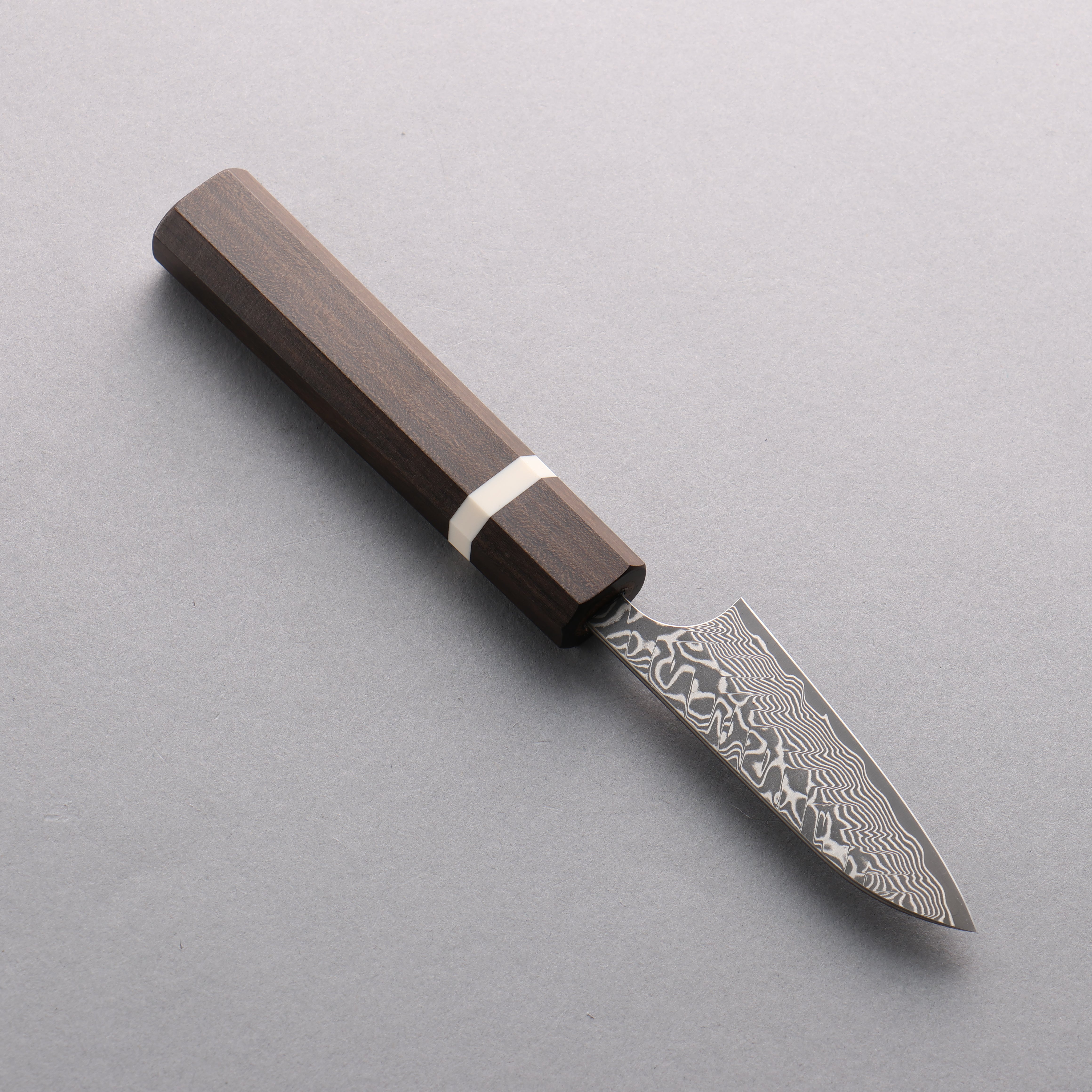 Yoshimi Kato SG2 Black Damascus Paring 75mm Sandalwood & White Ring Handle - Seisuke Knife