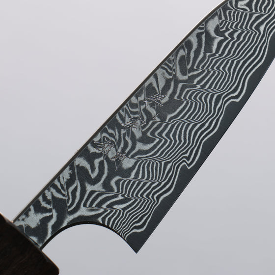 Yoshimi Kato SG2 Black Damascus Paring 75mm Sandalwood with White Ring Handle - Seisuke Knife