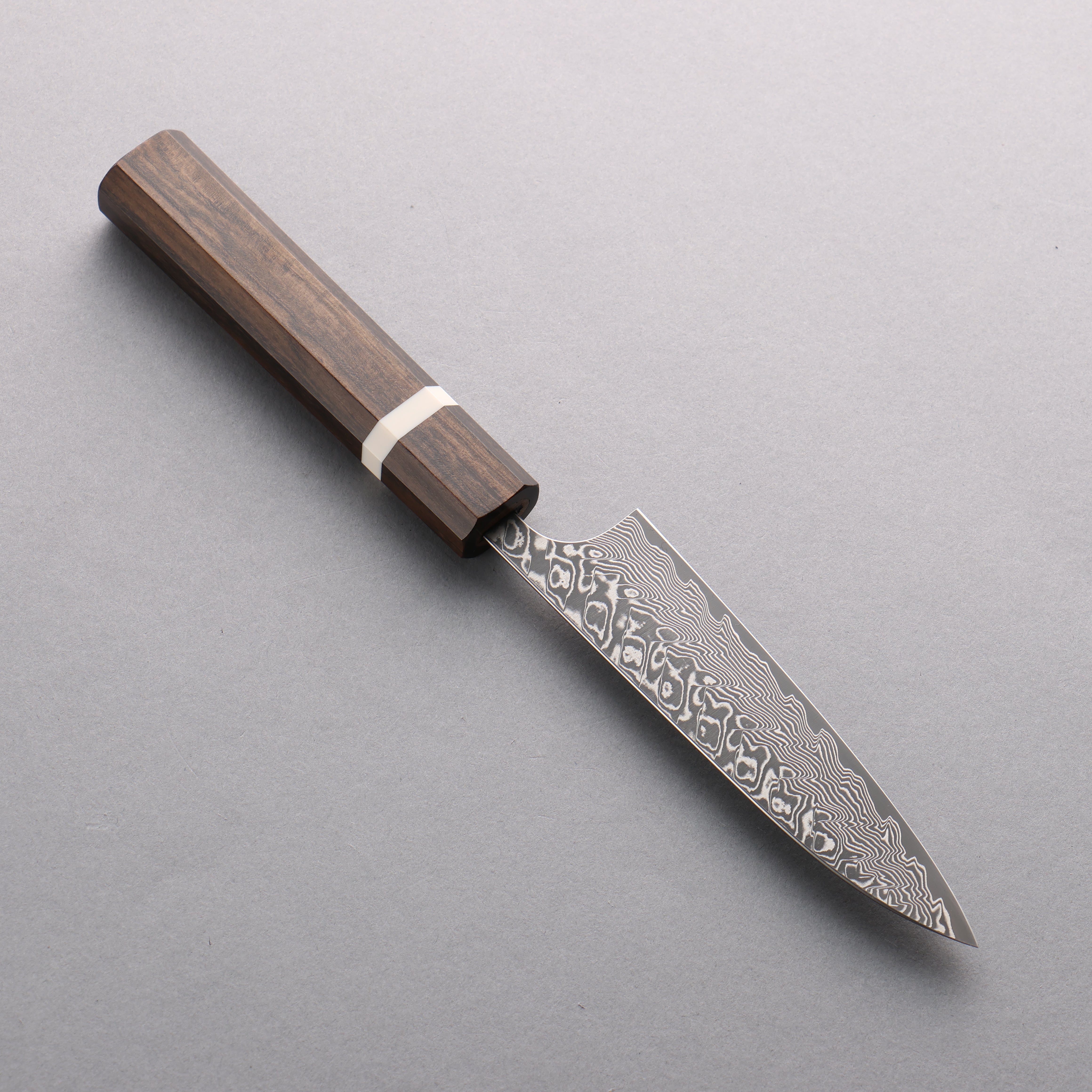 Yoshimi Kato SG2 Black Damascus Petty-Utility 120mm Sandalwood with White Ring Handle - Seisuke Knife