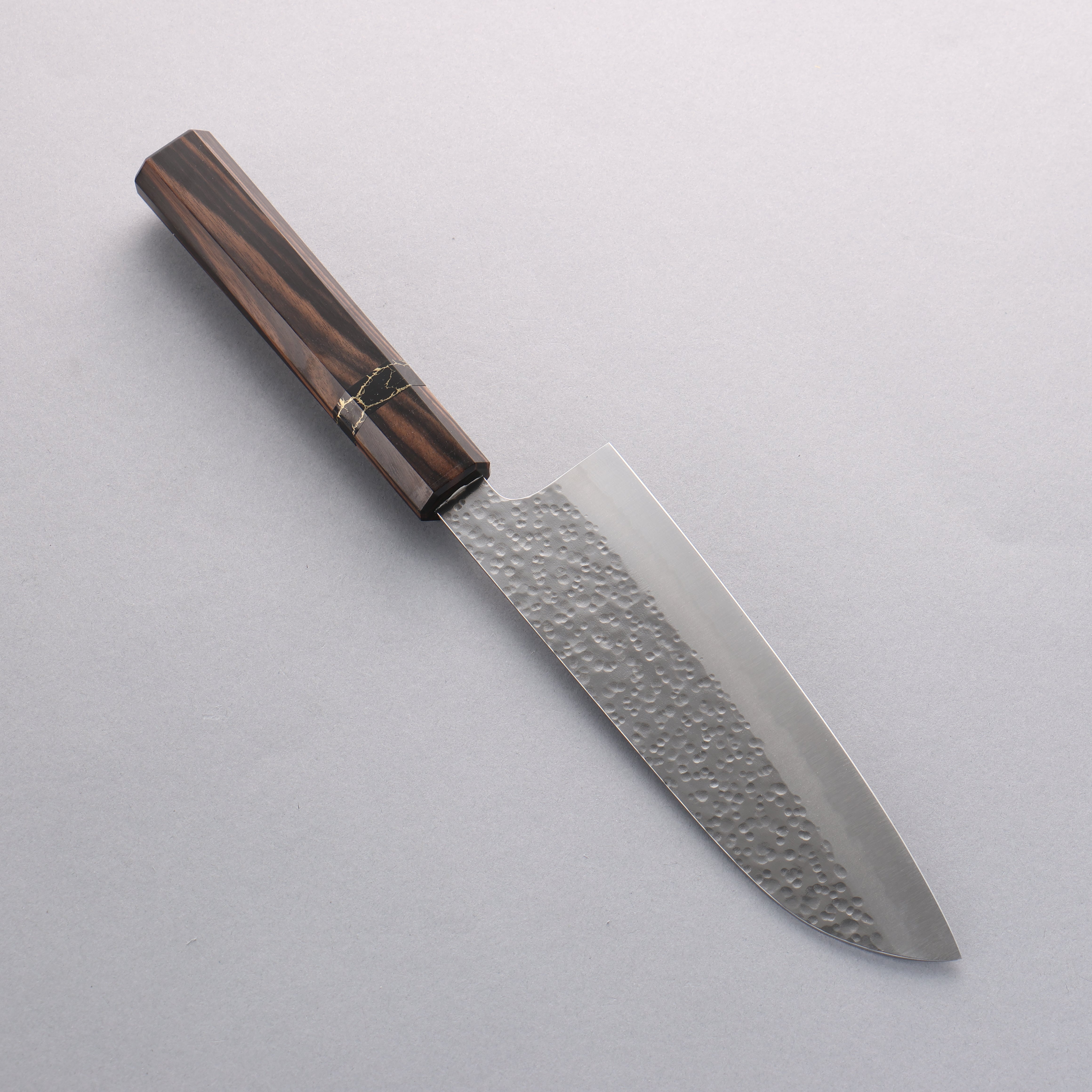 Makoto Kurosaki VG2 Coreless Hammered Santoku 170mm Black Turquoise & Makoto Kurosaki VG2 Coreless Hammered Santoku 170mm Black Turquoise &