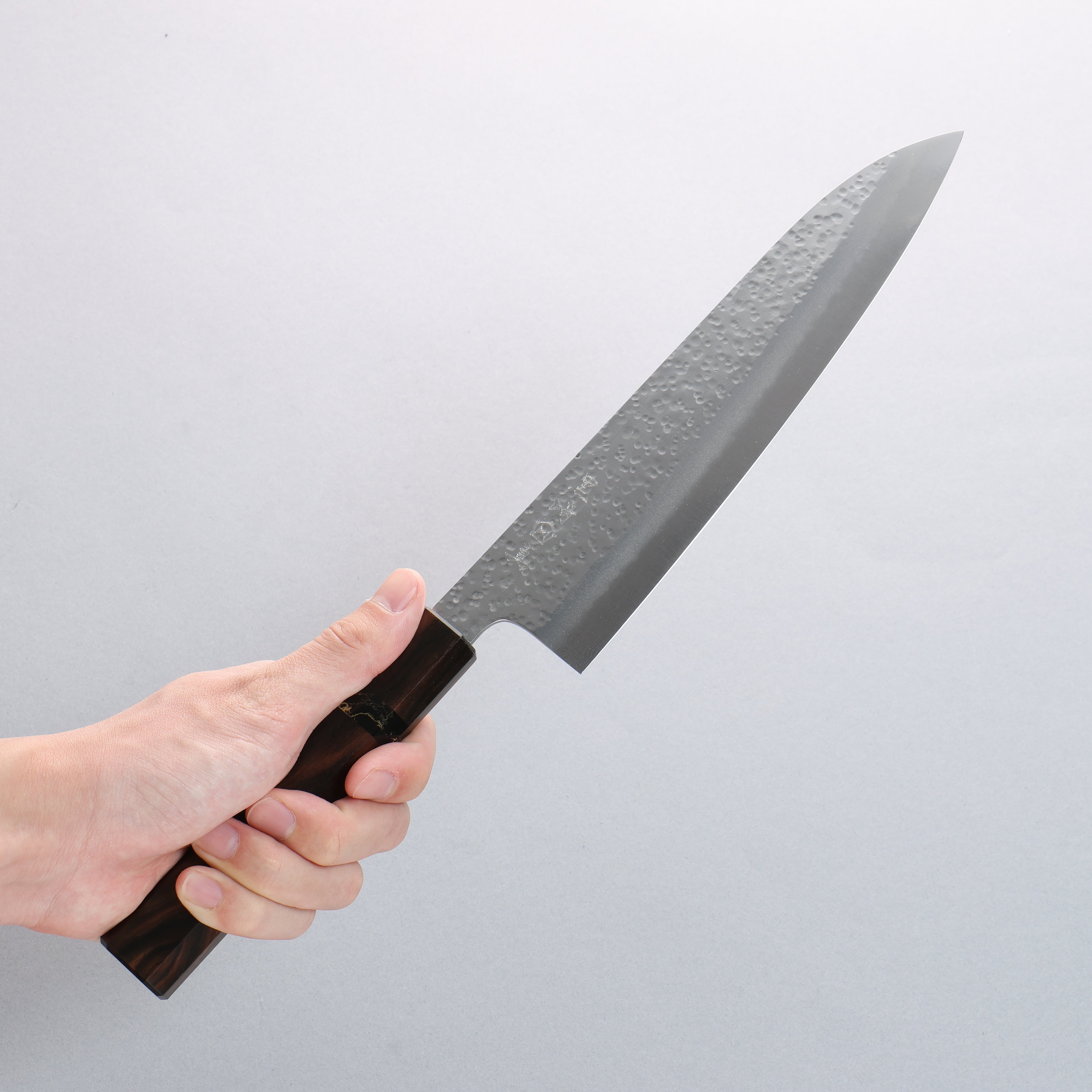Makoto Kurosaki VG2 Coreless Hammered Gyuto 210mm Black Turquoise & Eb