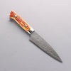 Takeshi Saji SG2 Diamond Finish Damascus Petty-Utility 130mm Orange Cow Bone Handle - Seisuke Knife - Slide 1