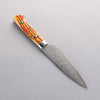 Takeshi Saji SG2 Diamond Finish Damascus Petty-Utility 130mm Orange Cow Bone Handle - Seisuke Knife - Slide 2