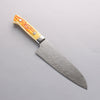 Takeshi Saji SG2 Diamond Finish Damascus Santoku 180mm Orange Cow Bone Handle - Seisuke Knife - Slide 1