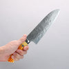 Takeshi Saji SG2 Diamond Finish Damascus Santoku 180mm Orange Cow Bone Handle - Seisuke Knife - Slide 4