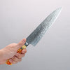 Takeshi Saji SG2 Diamond Finish Damascus Gyuto 210mm Orange Cow Bone Handle - Seisuke Knife - Slide 4