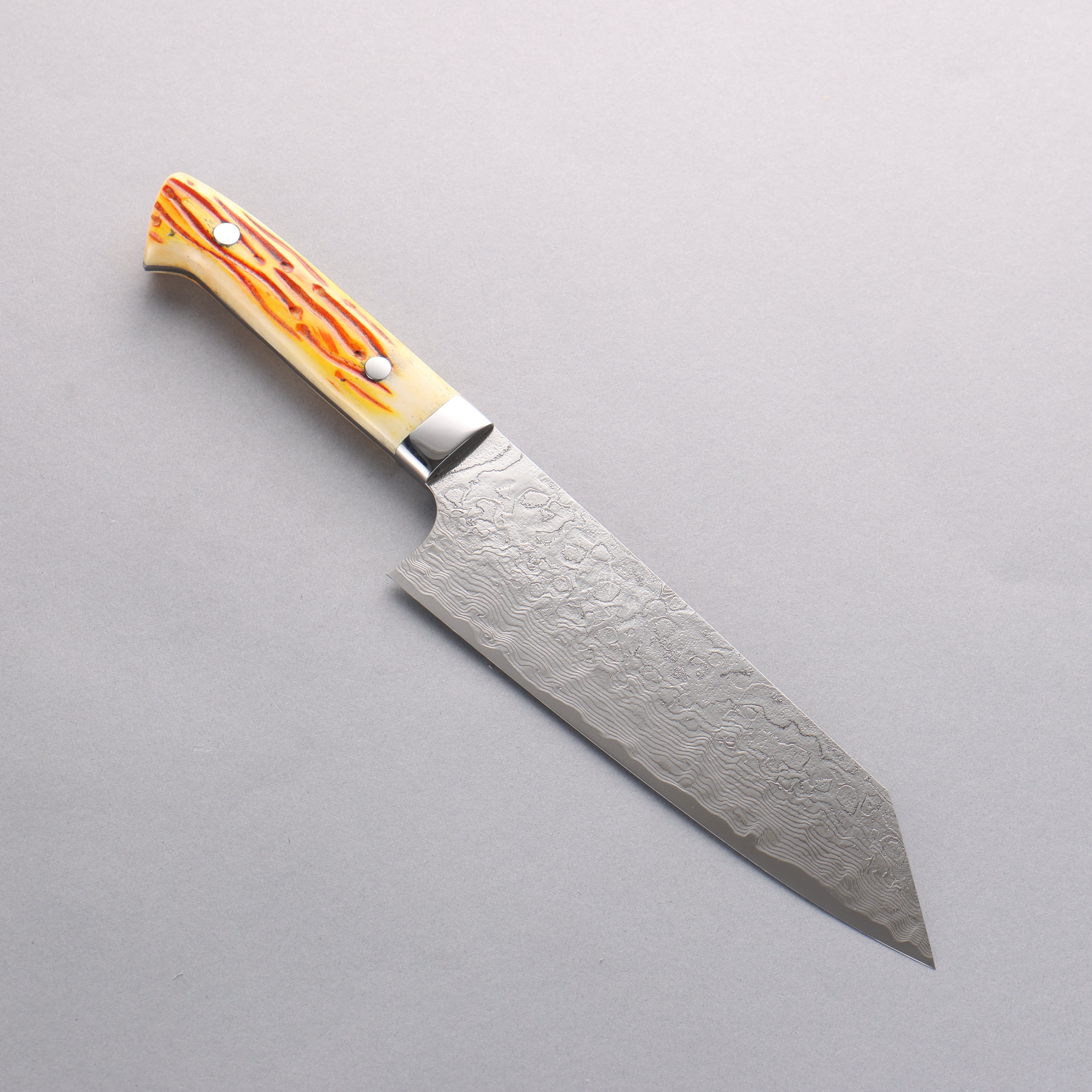 Takeshi Saji SG2 Diamond Finish Damascus Bunka 180mm Orange Cow Bone H
