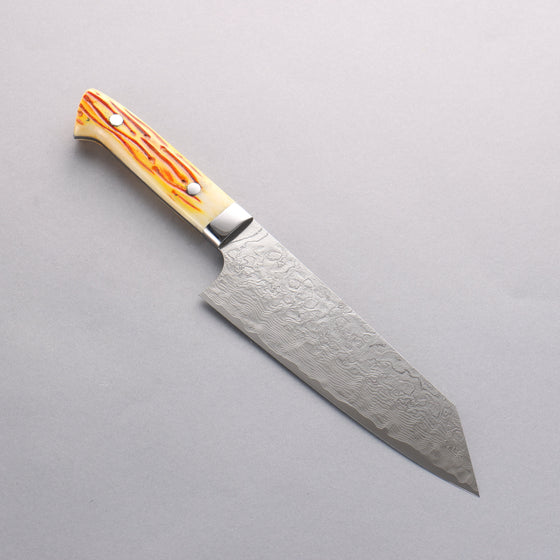 Takeshi Saji SG2 Diamond Finish Damascus Bunka 180mm Orange Cow Bone Handle - Seisuke Knife