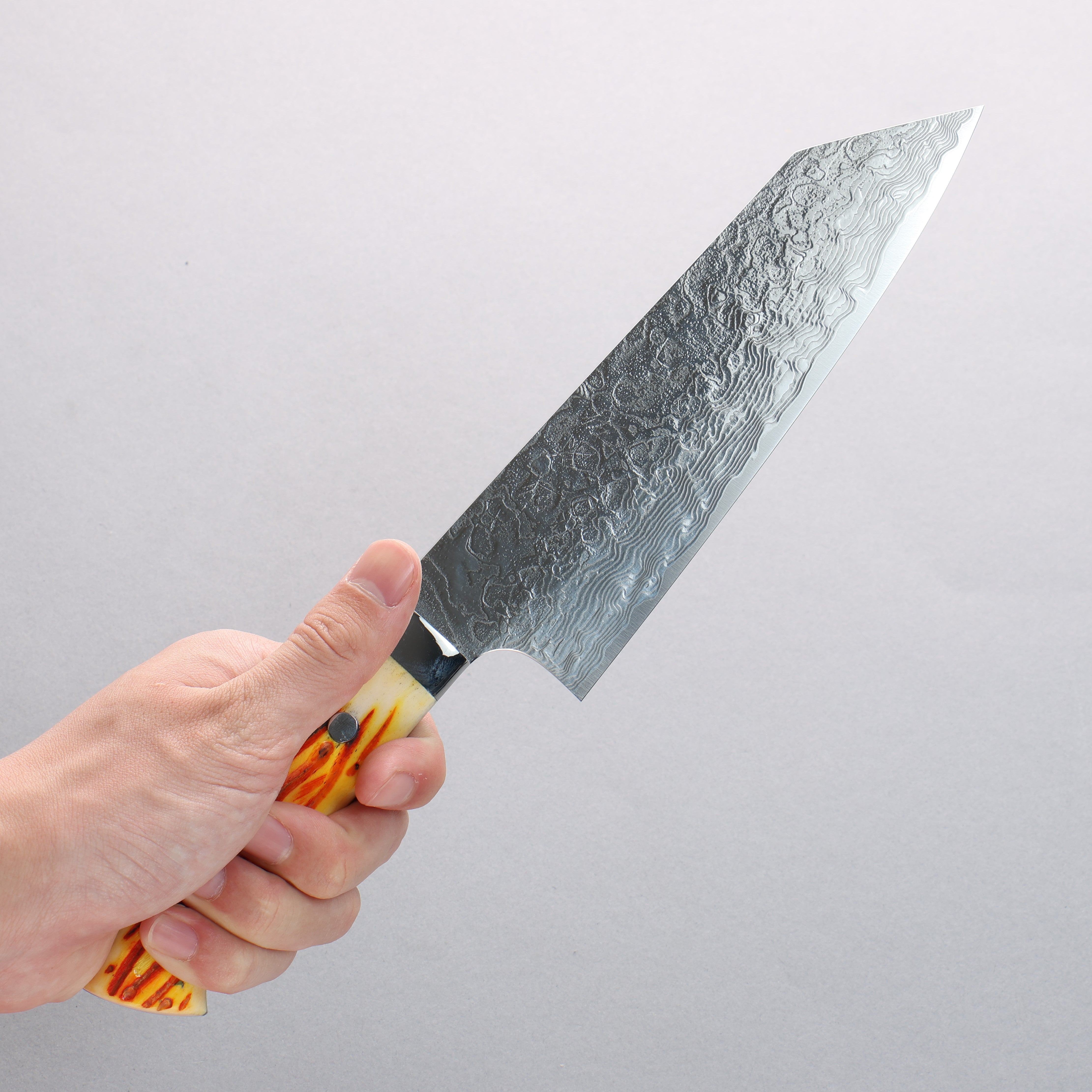 Takeshi Saji SG2 Diamond Finish Damascus Bunka 180mm Orange Cow Bone H