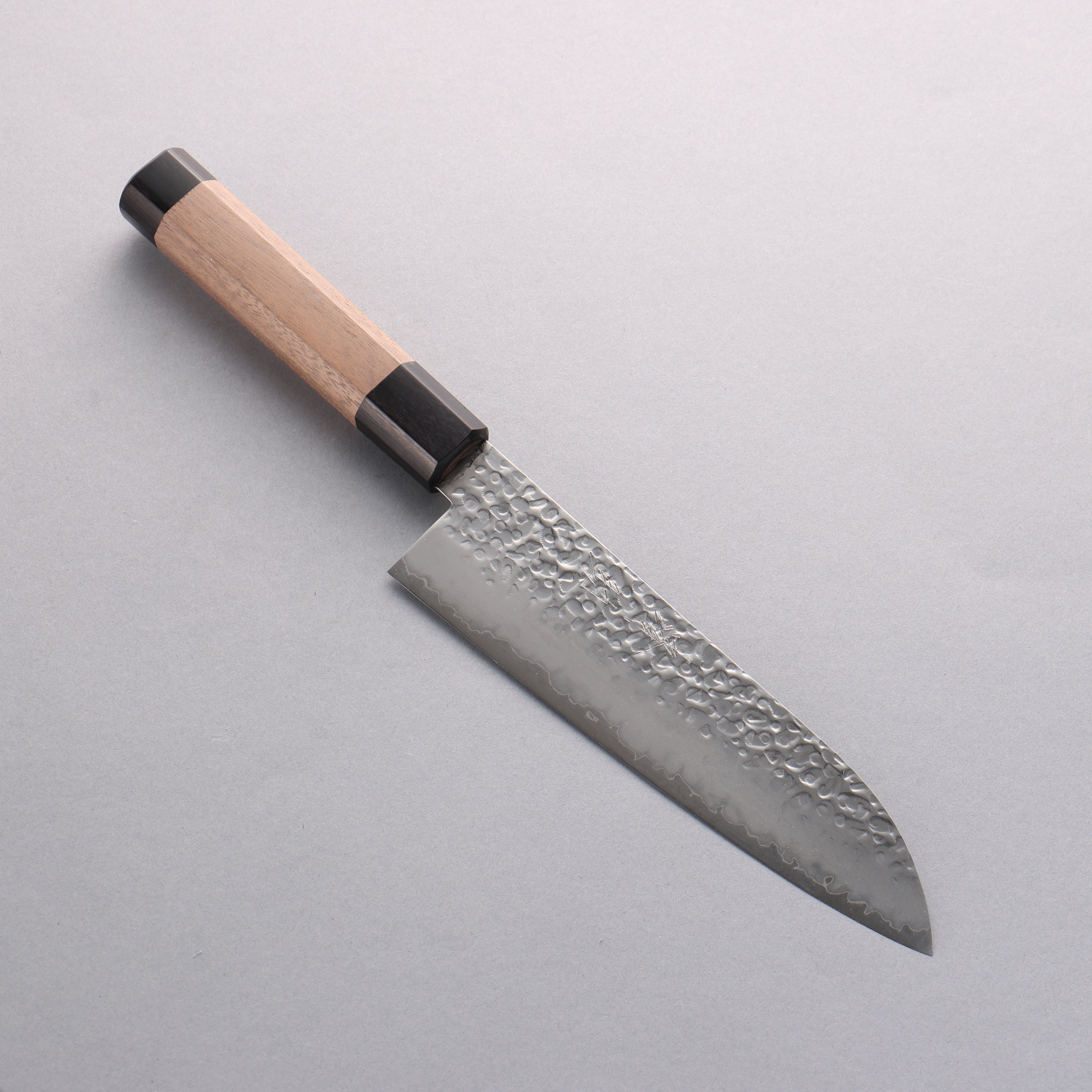 Seisuke Silver Steel No.3 Hammered Santoku 180mm Walnut (With Double Black Pakka wood) Handle - Seisuke Knife