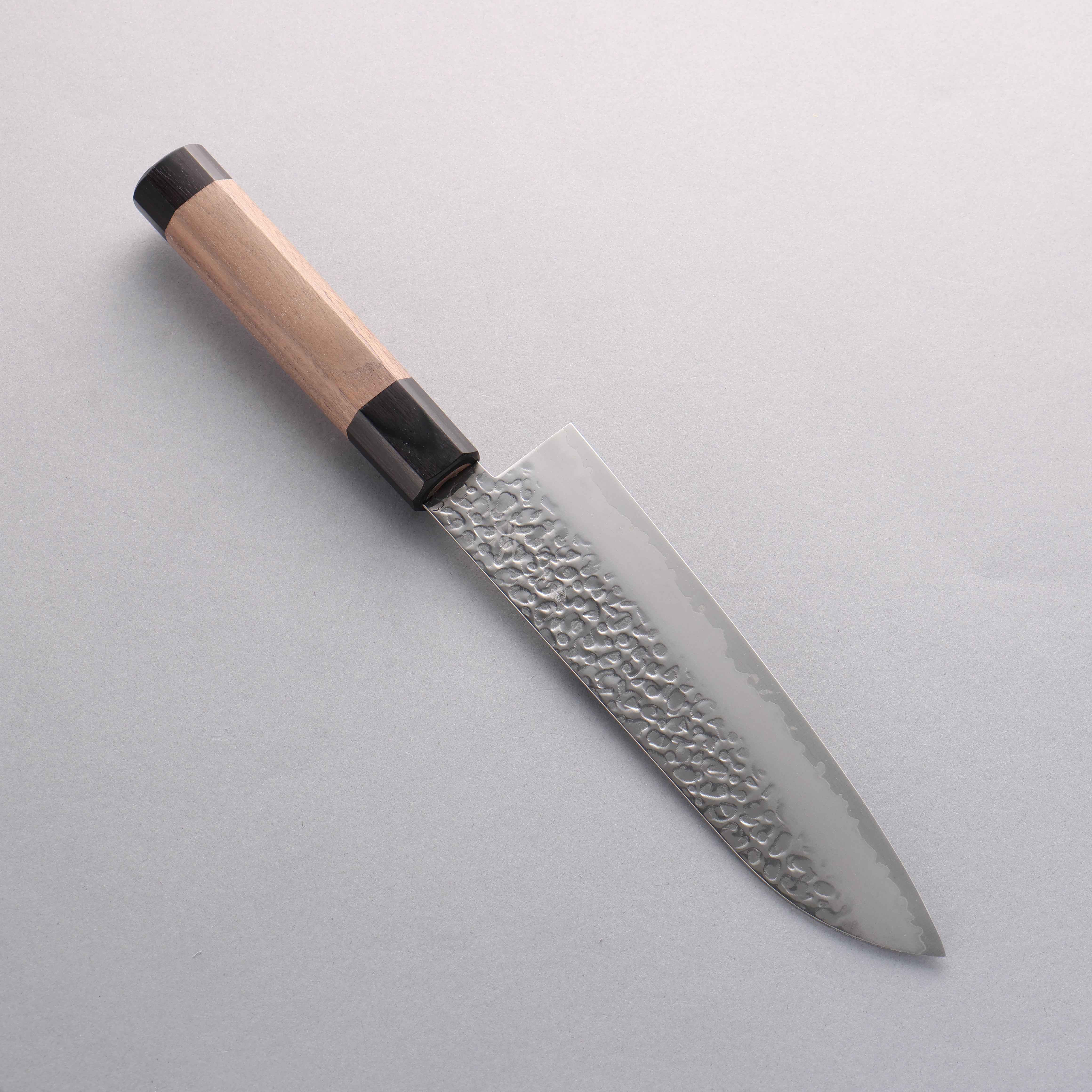 Seisuke Silver Steel No.3 Hammered Santoku 180mm Walnut (With Double Black Pakka wood) Handle - Seisuke Knife