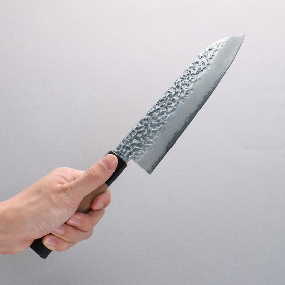 Seisuke Silver Steel No.3 Hammered Santoku 180mm Walnut(With Double Black Pakka wood) Handle - Seisuke Knife