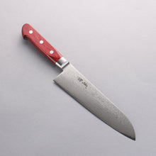  Seisuke VG10 33 Layer Mirrored Finish Damascus Santoku 180mm Red Pakka wood Handle