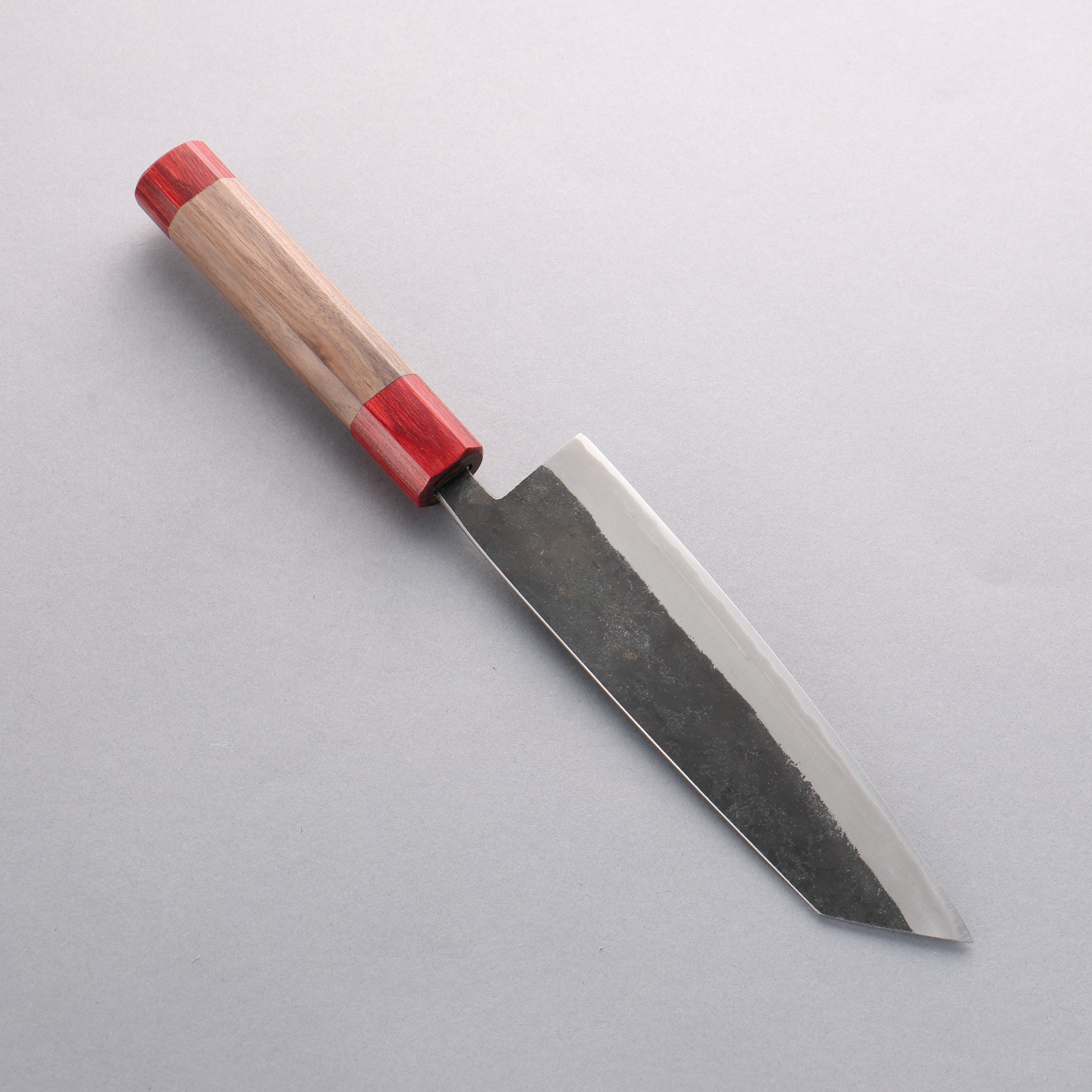 Seisuke Kurumi Blue Steel Kurouchi Bunka 180mm Walnut & Double Red Pakkawood Handle - Seisuke Knife