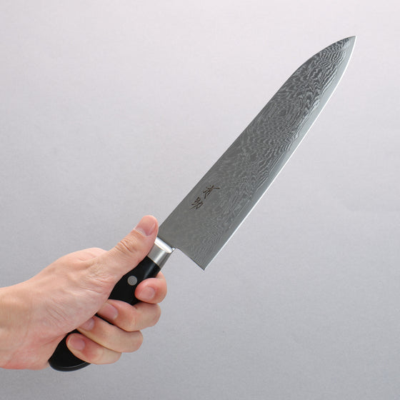 Seisuke Nami AUS10 Mirrored Finish Damascus Gyuto 210mm Black Pakka wood Handle - Seisuke Knife