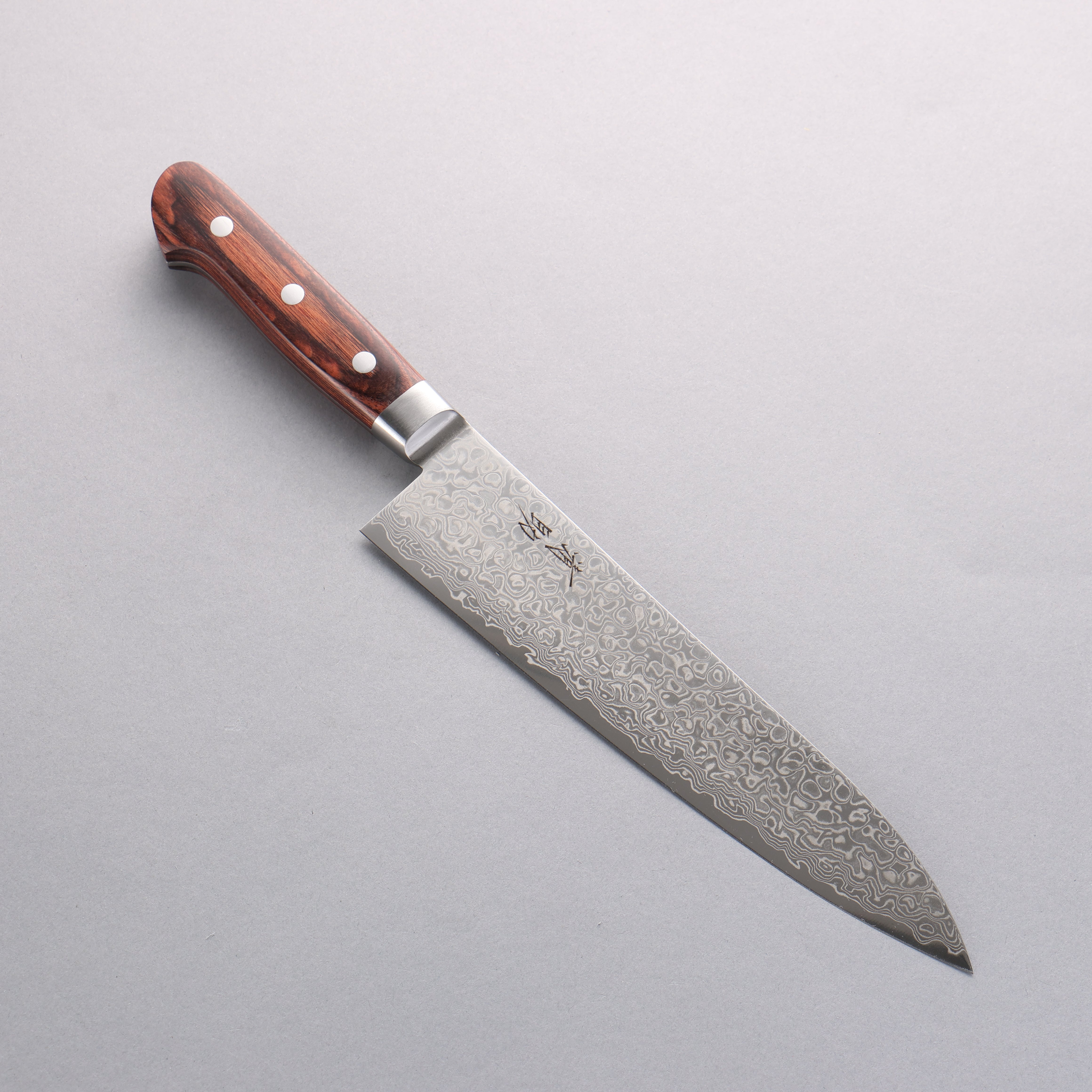 Seisuke Mokusei ZA-18 Mirrored Damascus Gyuto 210mm Brown Pakkawood Handle - Seisuke Knife