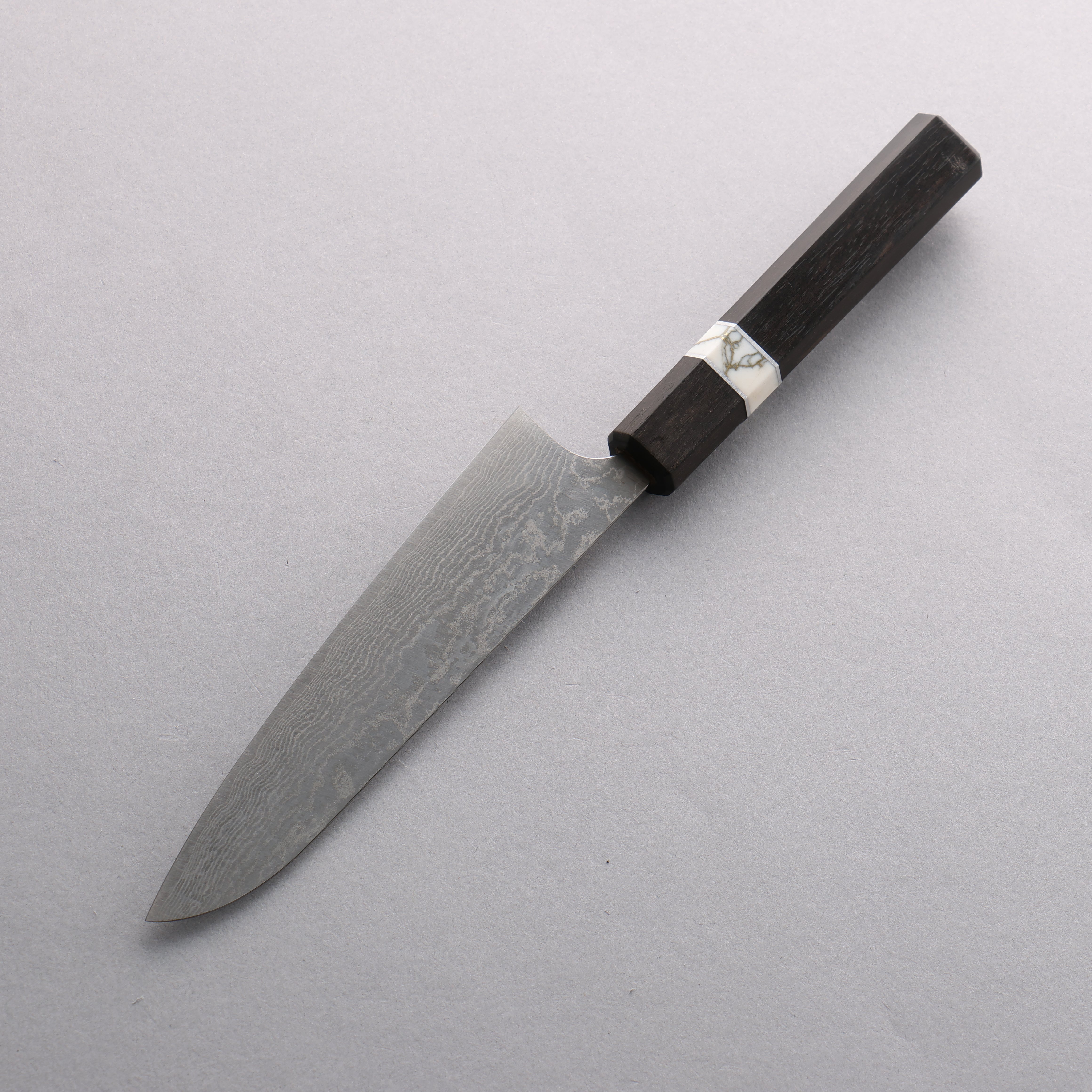 Anryu VG10 Migaki Damascus Petty-Utility 150mm Rosewood & White Turquoise Ring Handle - Seisuke Knife