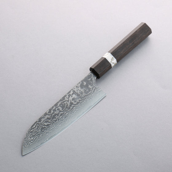 Anryu VG10 Migaki Finished Damascus Santoku 170mm Rosewood (White Turquoise Ring) Handle - Seisuke Knife