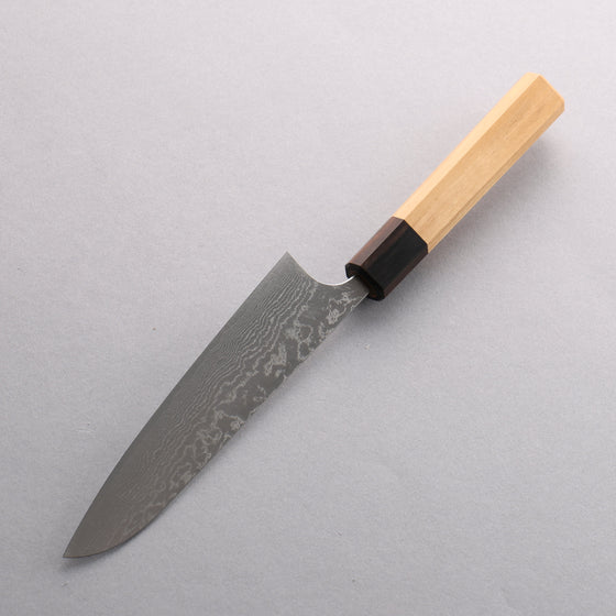 Anryu VG10 Migaki Finished Damascus Petty-Utility 150mm Keyaki (Japanese Elm) Handle - Seisuke Knife