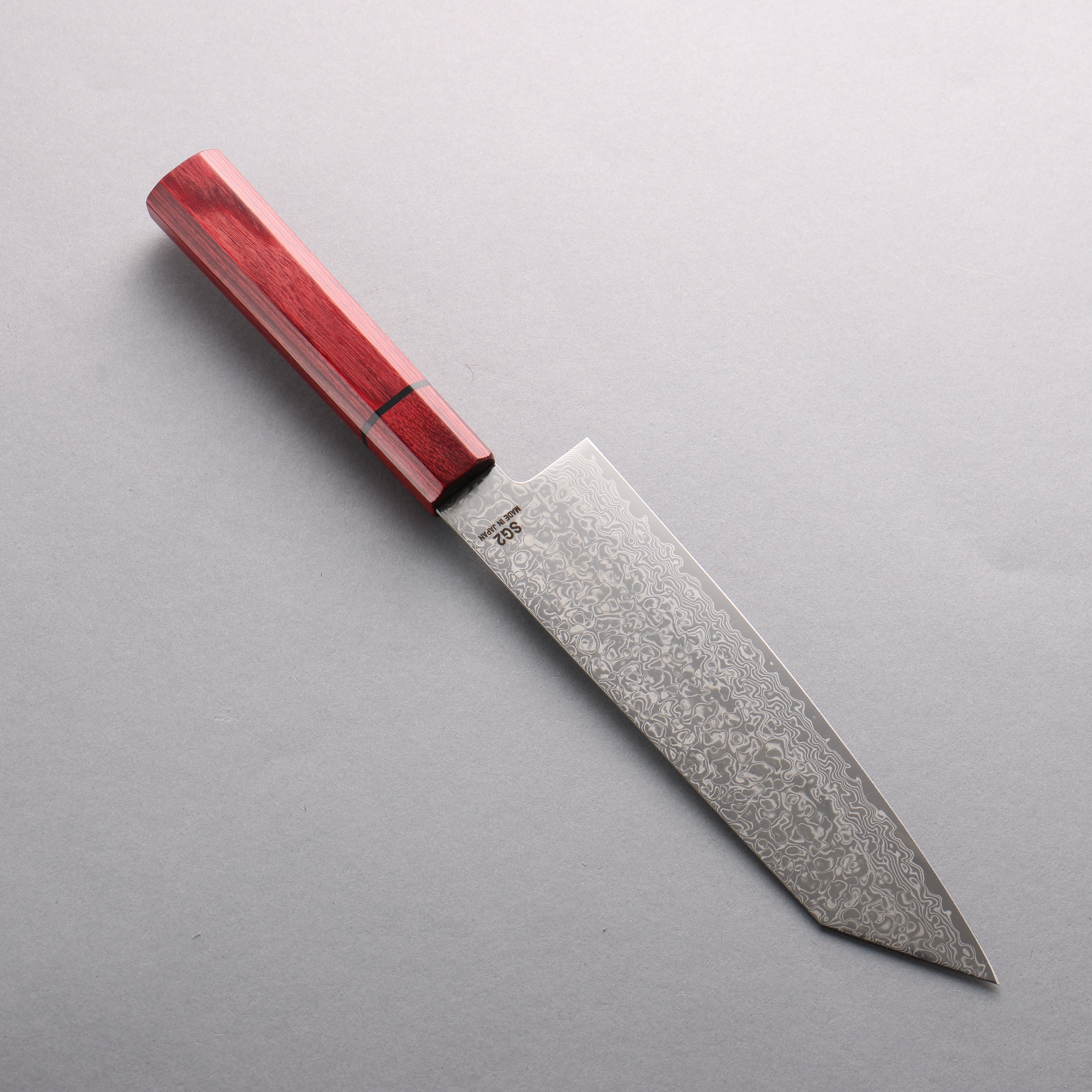 Higuchi SG2 Damascus Migaki Finished Kiritsuke Santoku 180mm Red Pakka