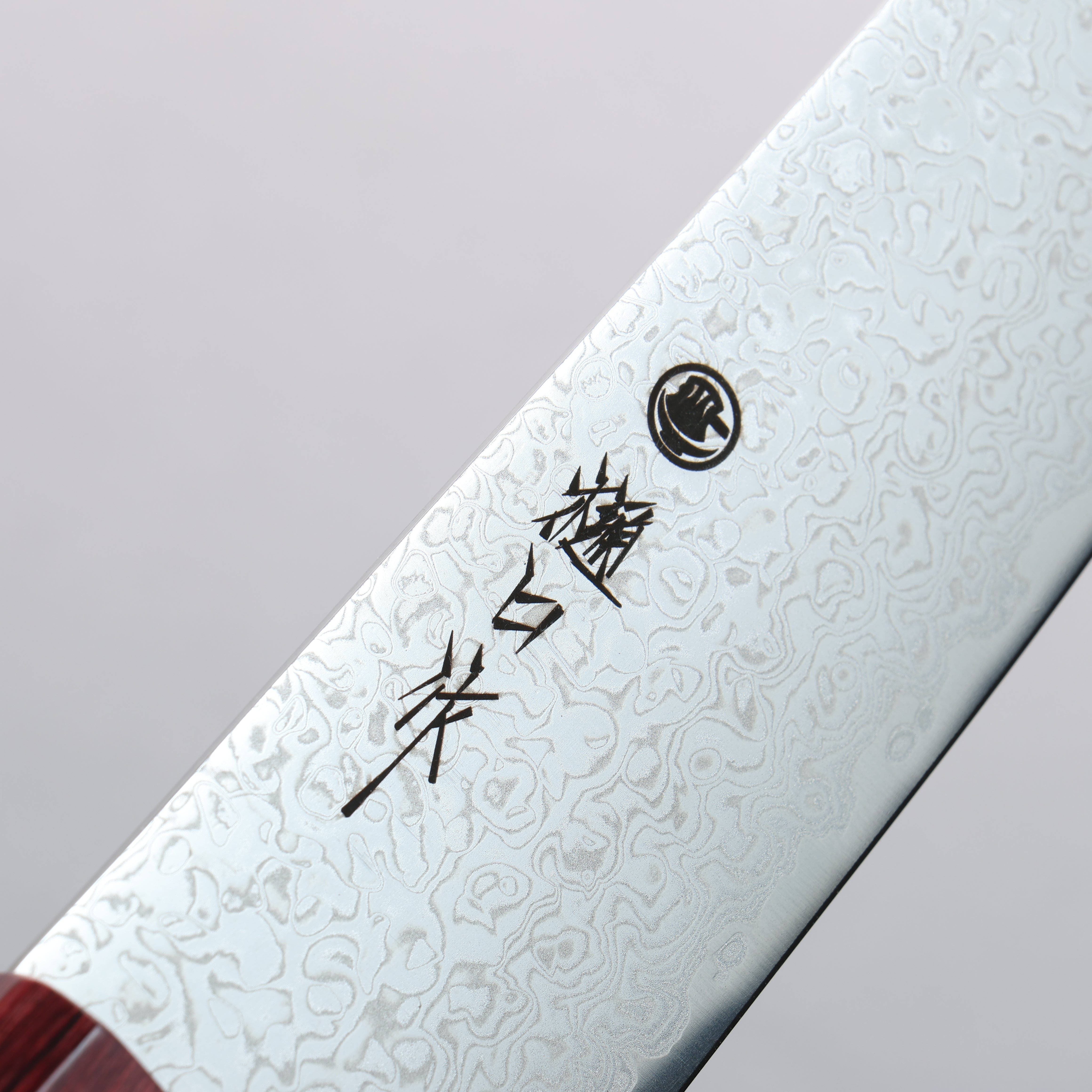 Higuchi SG2 Damascus Migaki Finished Kiritsuke Santoku 180mm Red Pakka