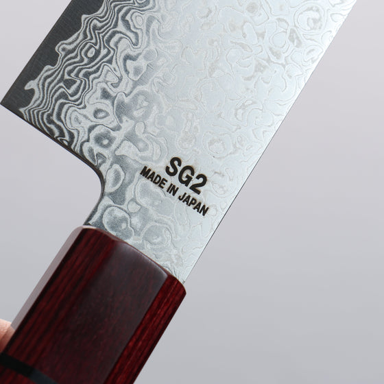 Higuchi SG2 Damascus Kiritsuke Santoku 180mm Red Pakka wood Handle - Seisuke Knife